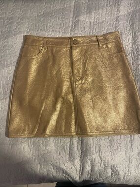SHEIN Metallic Gold Mini Skirt